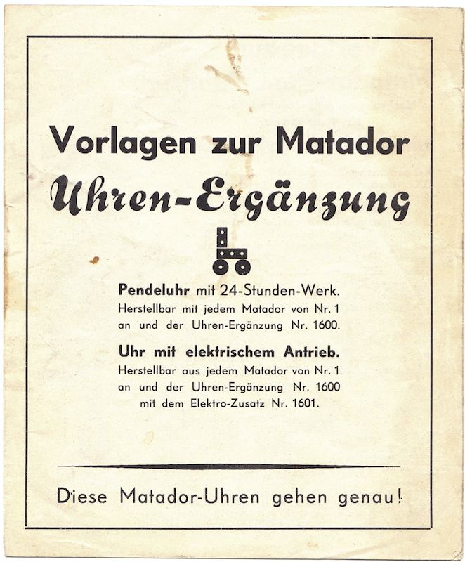 Vorlagen zur Uhren-Erg�nzung von 1937