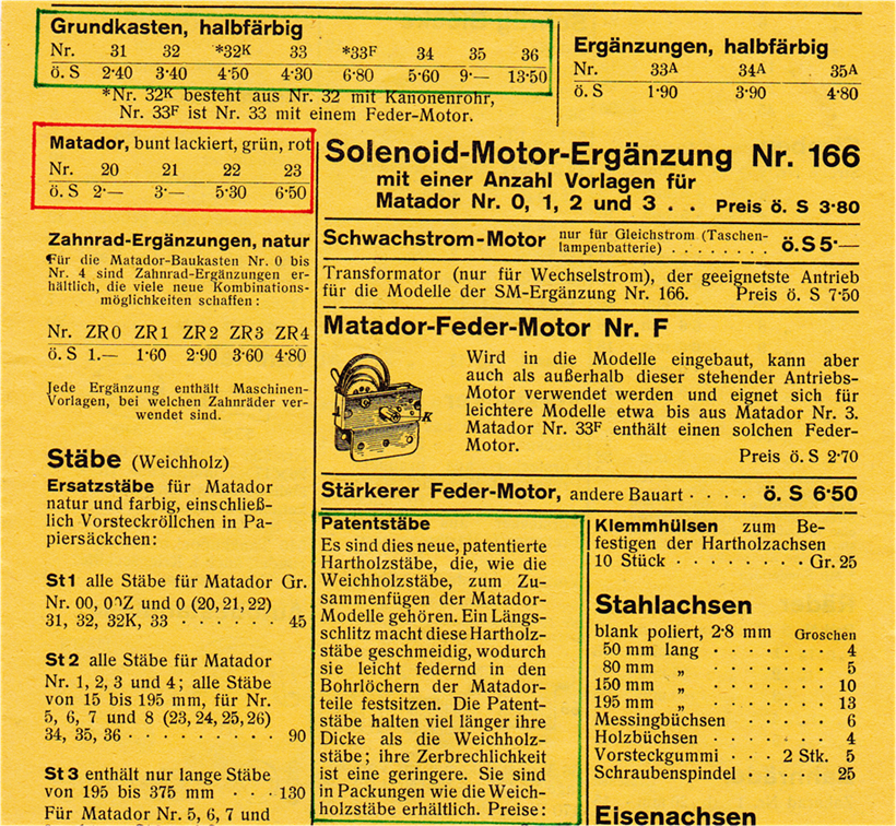 Auszug aus Prospekt aus dem Jahr 36